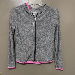 Reebok Kids Gray Hoodie with Pink Trim